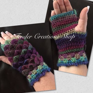 Dragon Scale Gloves, Fingerless Gloves, Dragon Gloves, Crocodile Gloves, Crochet Gloves, Arm Warmers Stained Glass