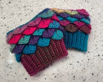 Crochet Dragon Scale Boot Cuffs - Handmade Boot Toppers