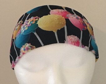 Cake Pop Headband - Spandex Headband , Yoga Headband , Running Headband , Cake Pops , Dessert , Food , Sprinkles , Exercise Headband , Pink