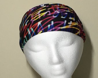 Colorful Running Headband - Stripes ,  Zig Zags , Purple , Pink , Blue , Black , Red , Spandex Headband , Tennis Headband, Non - slip