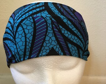 Blue Peacock Headband - Spandex Headband, Blue Headband, Pattern Headband, Running Headband, Spandex, Blue, Pea Cock, Bird Headband