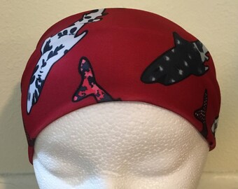 Shark Headband - Shark Spandex Headband, Spandex Headband, Red Headband, Sea Creatures, Sea Life, Sea Animals, Patterns, Prehistoric