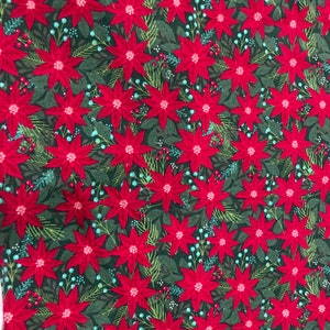 Red and Green Christmas Poinsettia Flannel Pillowcase