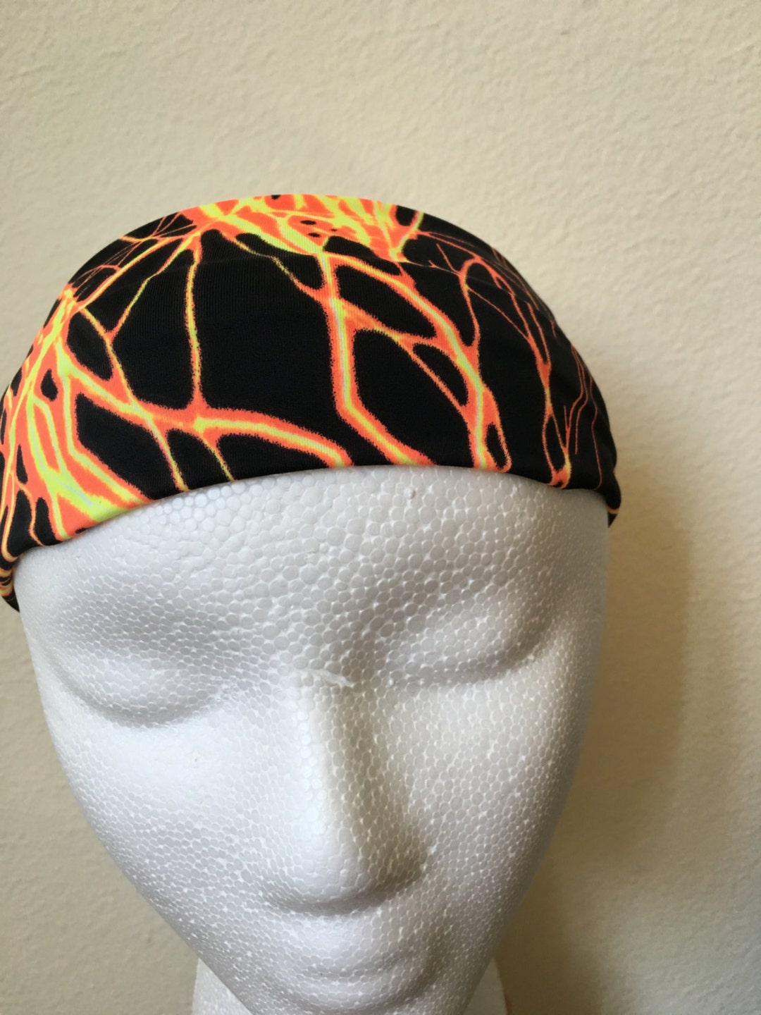 Orange Lightning Bolt Headband Spandex Headband, Exercise Headband