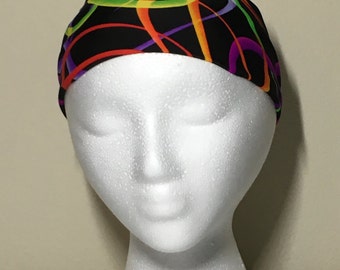 Swirly Exercise Headband - Athletic Headband , Spandex Headband, Running Headband, Black Headband , Purple , Green , Orange , Red , Yellow