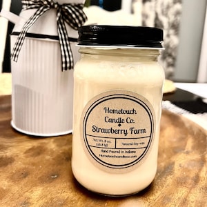 Pure Soy Wax Candles, Strawberry Farm | Mason Jar Soy Candle | Mother&#39;s Day Gift | Top Selling Items | Handmade Candles | gifts