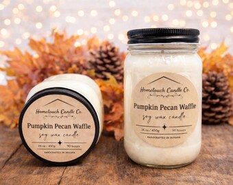 Pumpkin Pecan Waffle Soy Candle - Handmade Mason Jar Candle