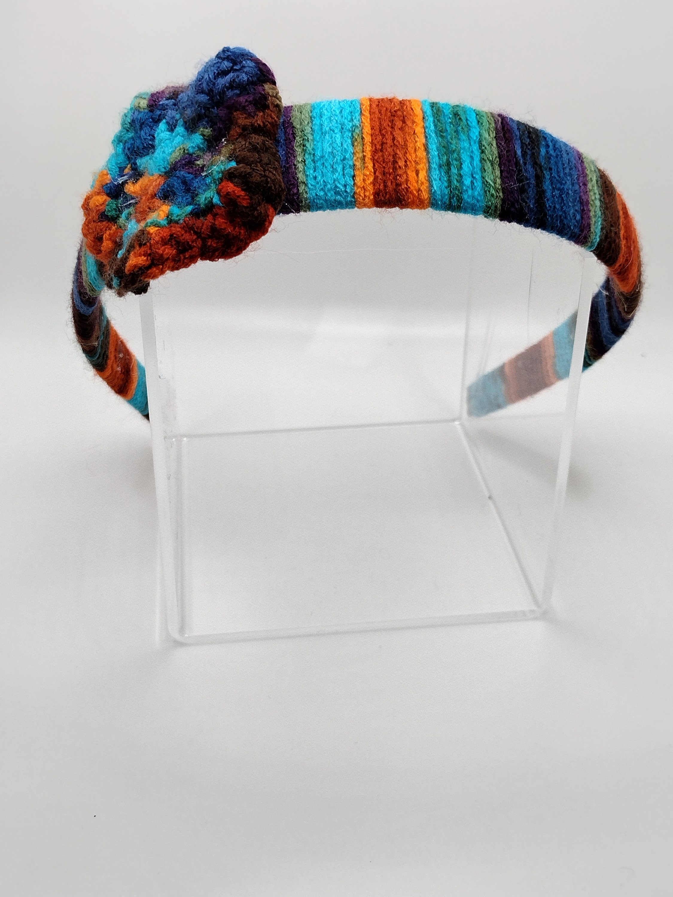 Nevada dusk off center crochet flower headband - Thumbnail 2