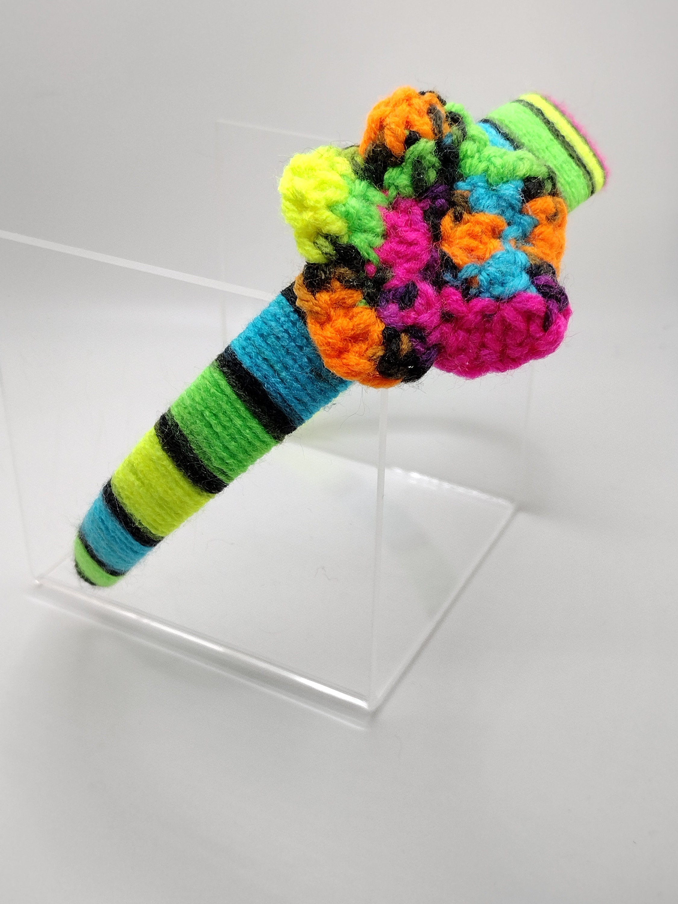 blacklight off center crochet flower headband