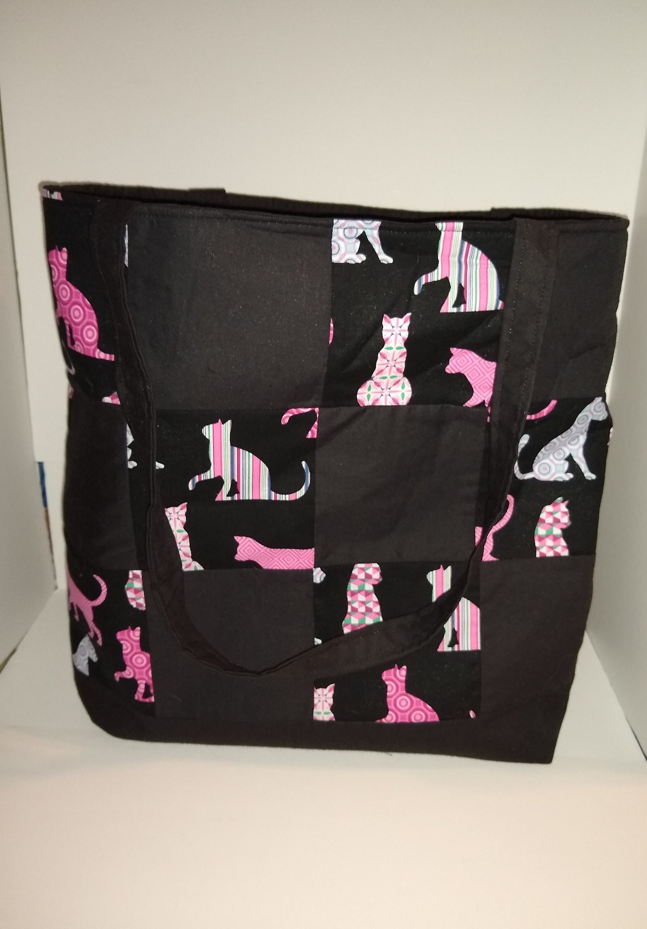 Pink cats quilted tote bag - Thumbnail 7