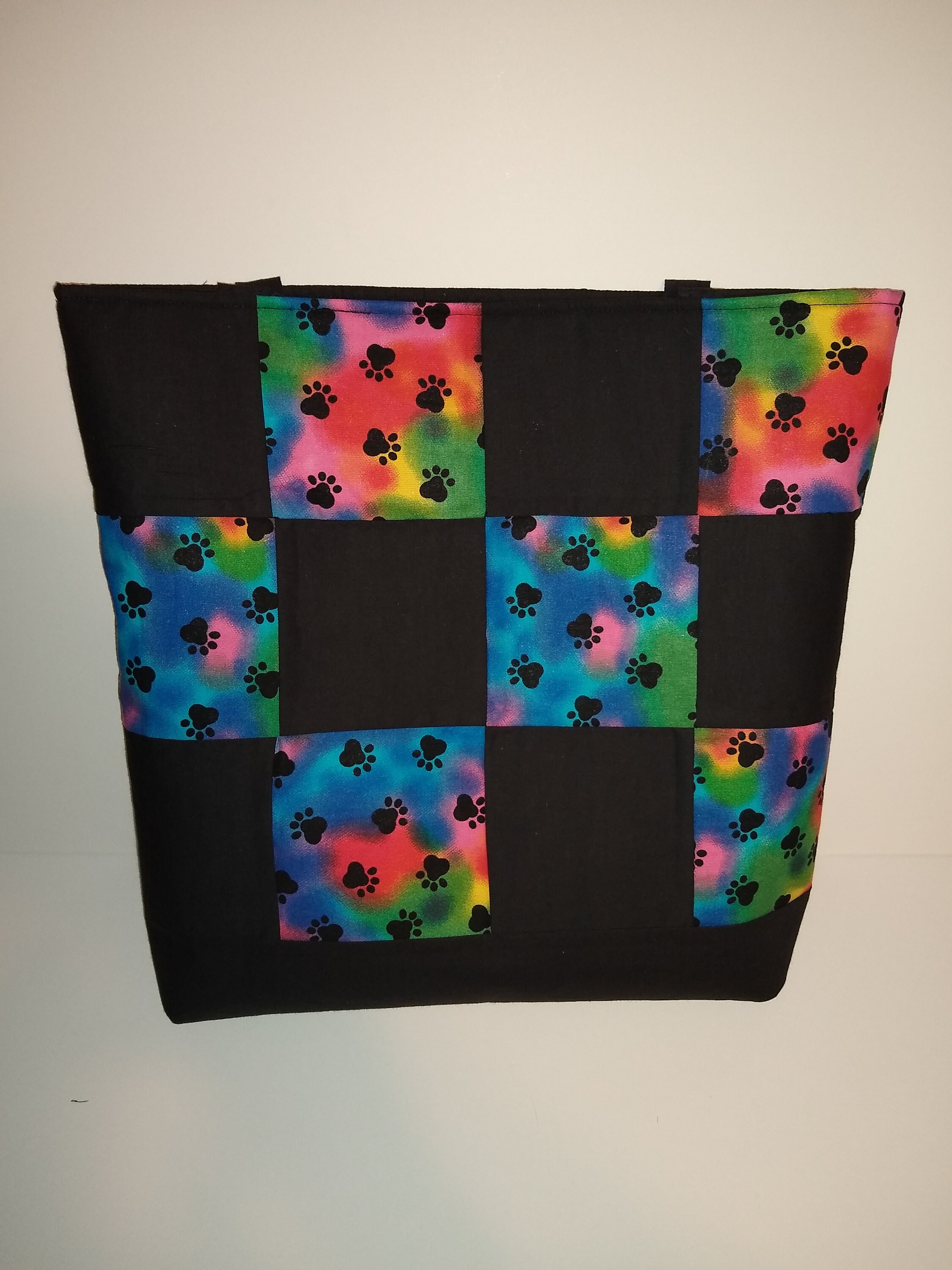 rainbow paw prints quilted tote bag - Thumbnail 2