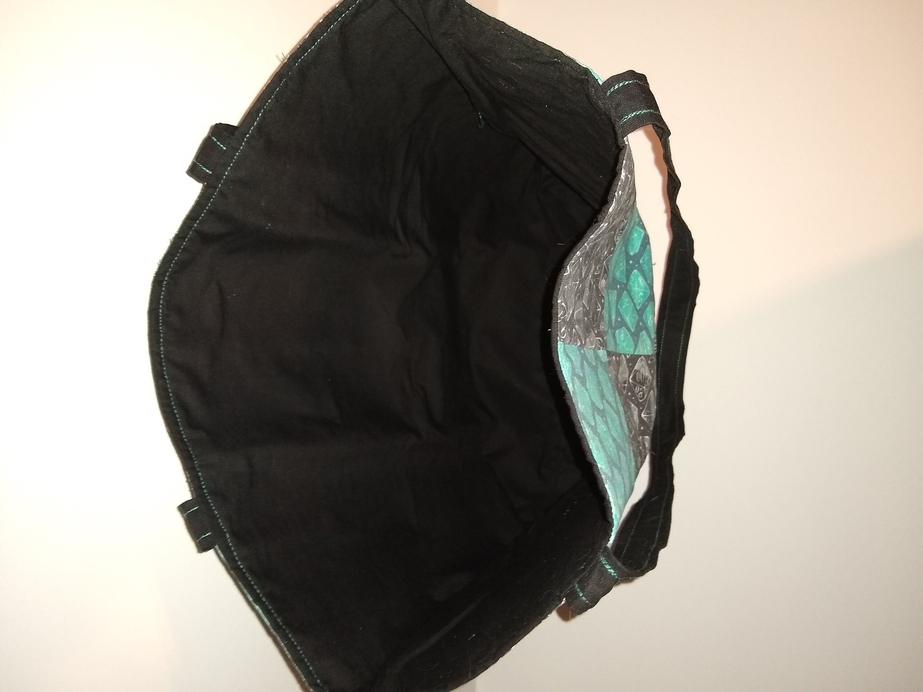 Quilted two toned dice tote bag - Thumbnail 7