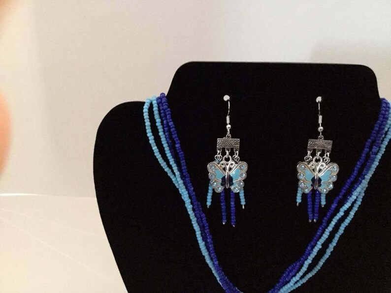 Butterfly necklace and earring set
