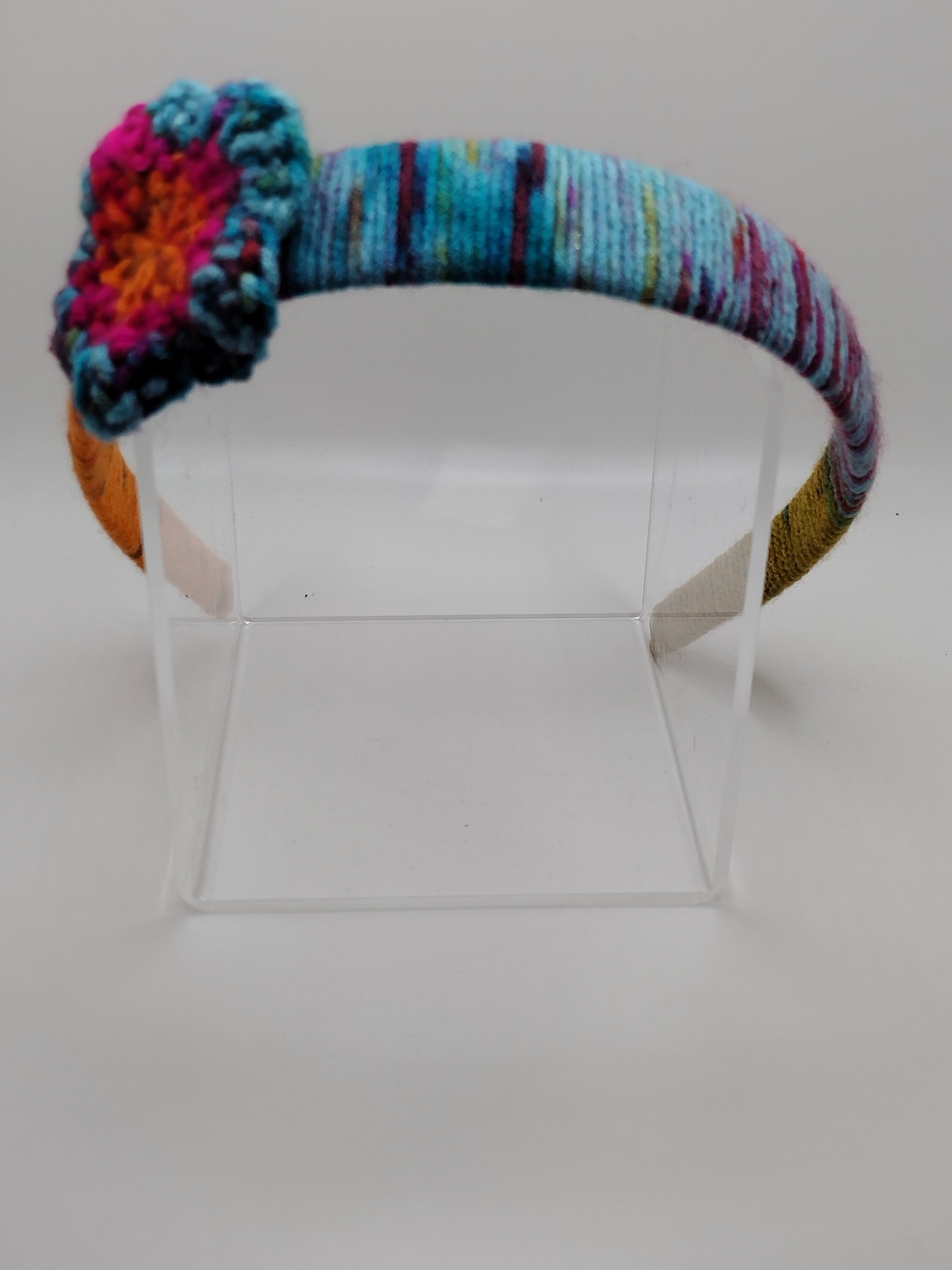 kaleidoscope off center crochet flower headband - Thumbnail 6