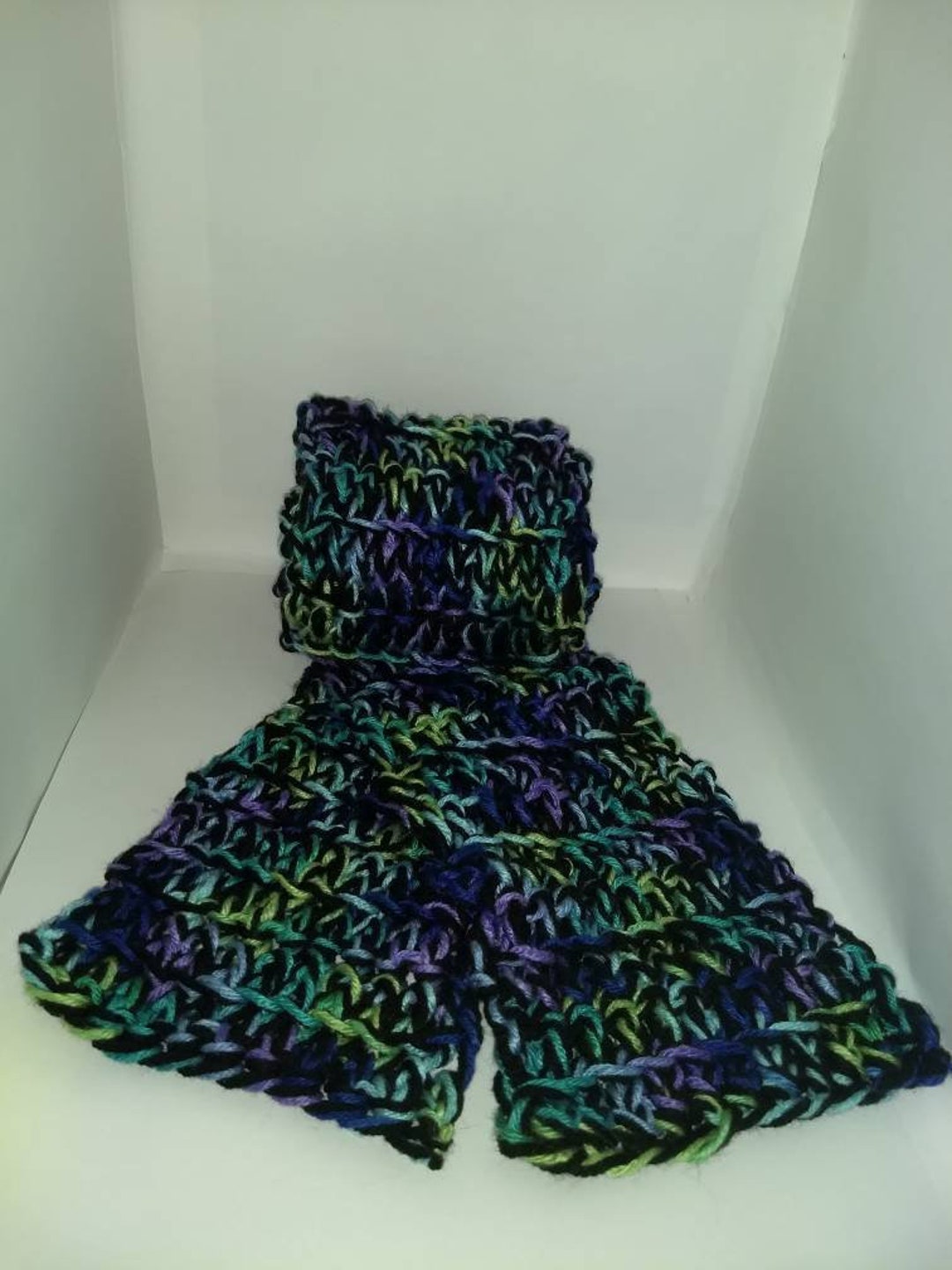 Multi Colored Crochet Scarf Etsy