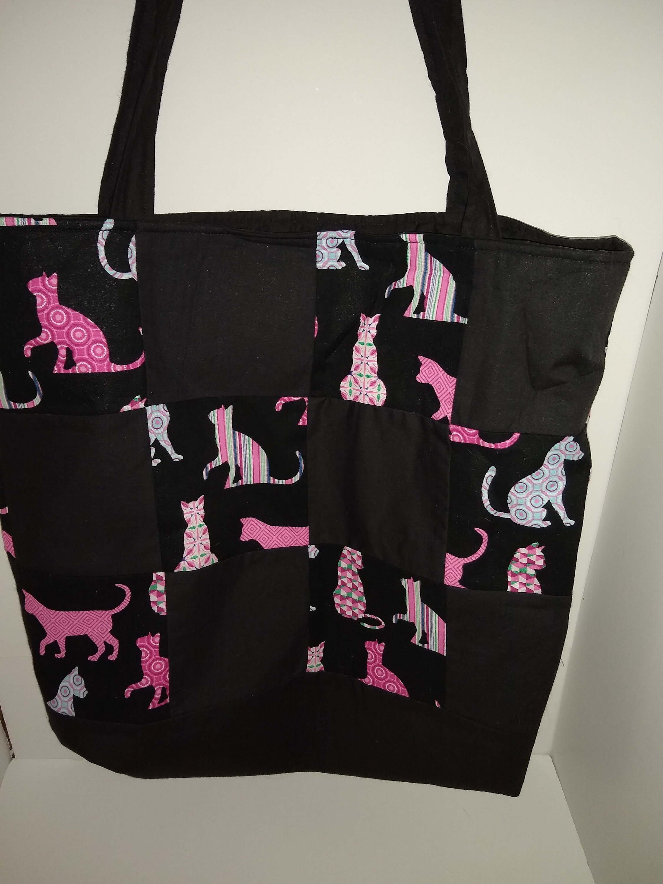 Pink cats quilted tote bag - Thumbnail 2
