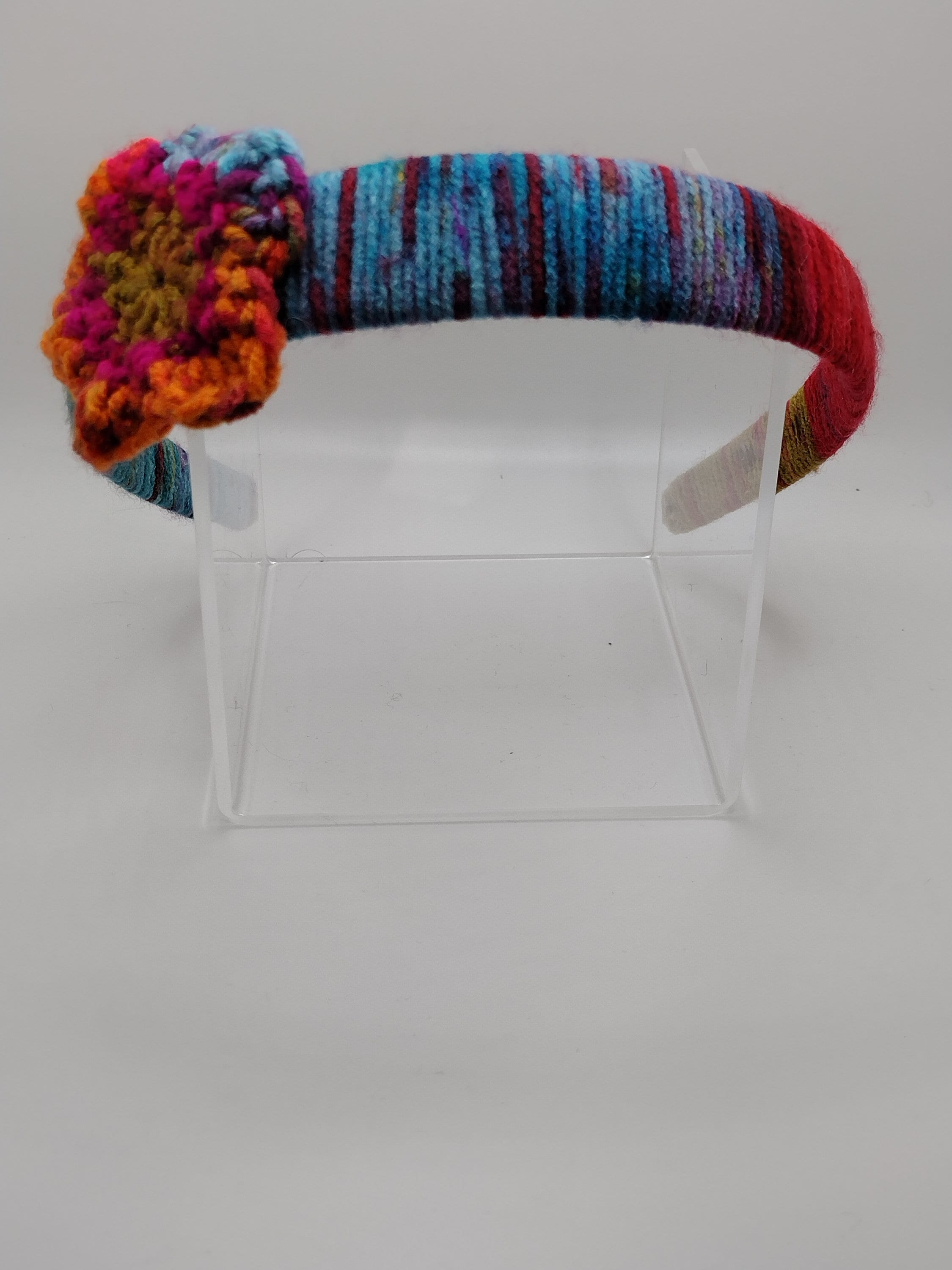 kaleidoscope off center crochet flower headband - Thumbnail 5