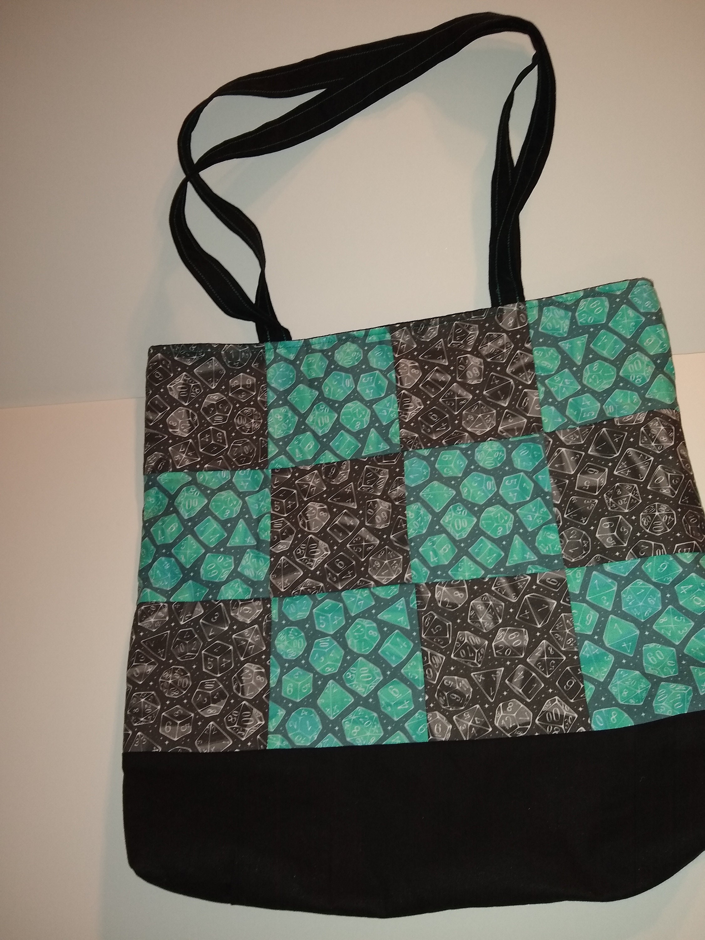 Quilted two toned dice tote bag - Thumbnail 4