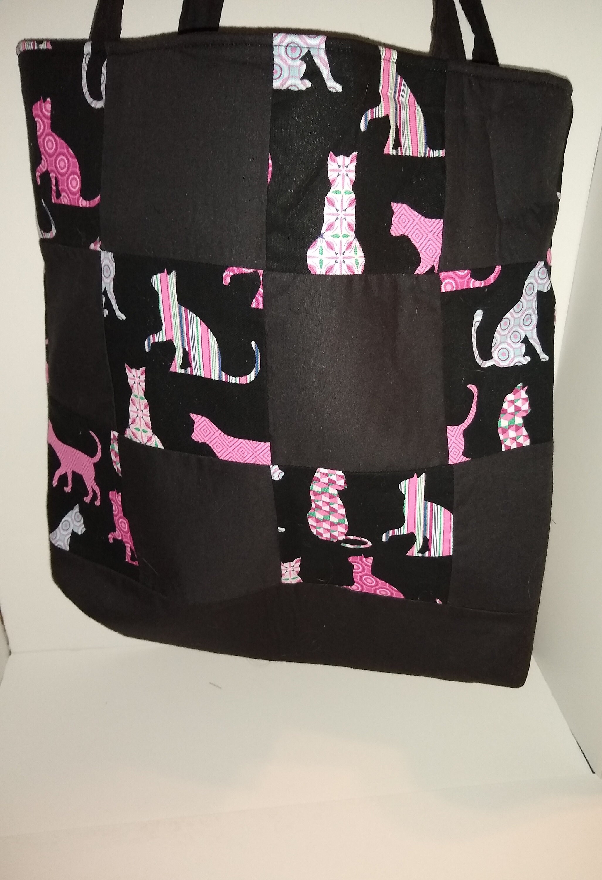 Pink cats quilted tote bag - Thumbnail 4