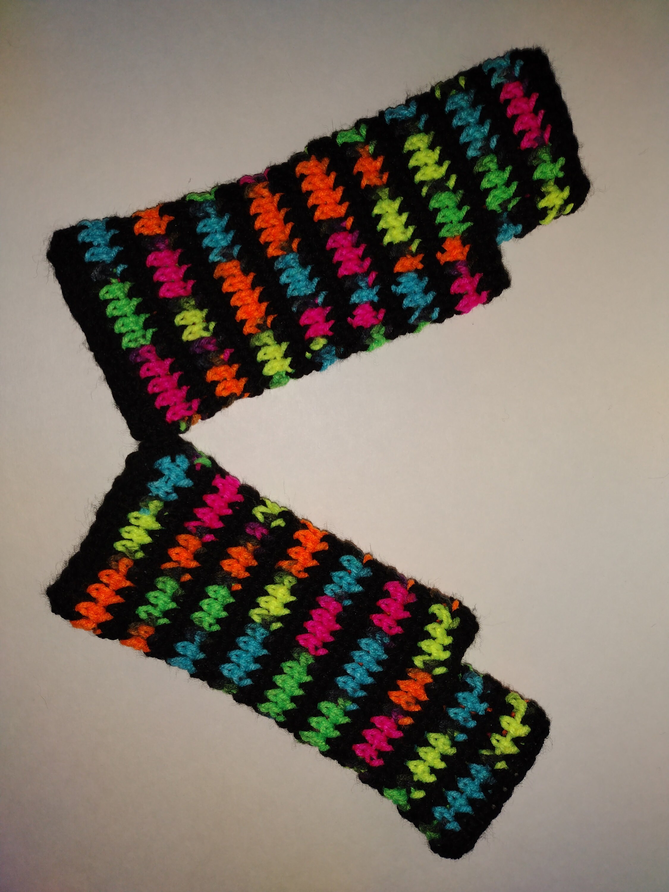 Pair of Crochet fingerless neon and black gloves - Thumbnail 7