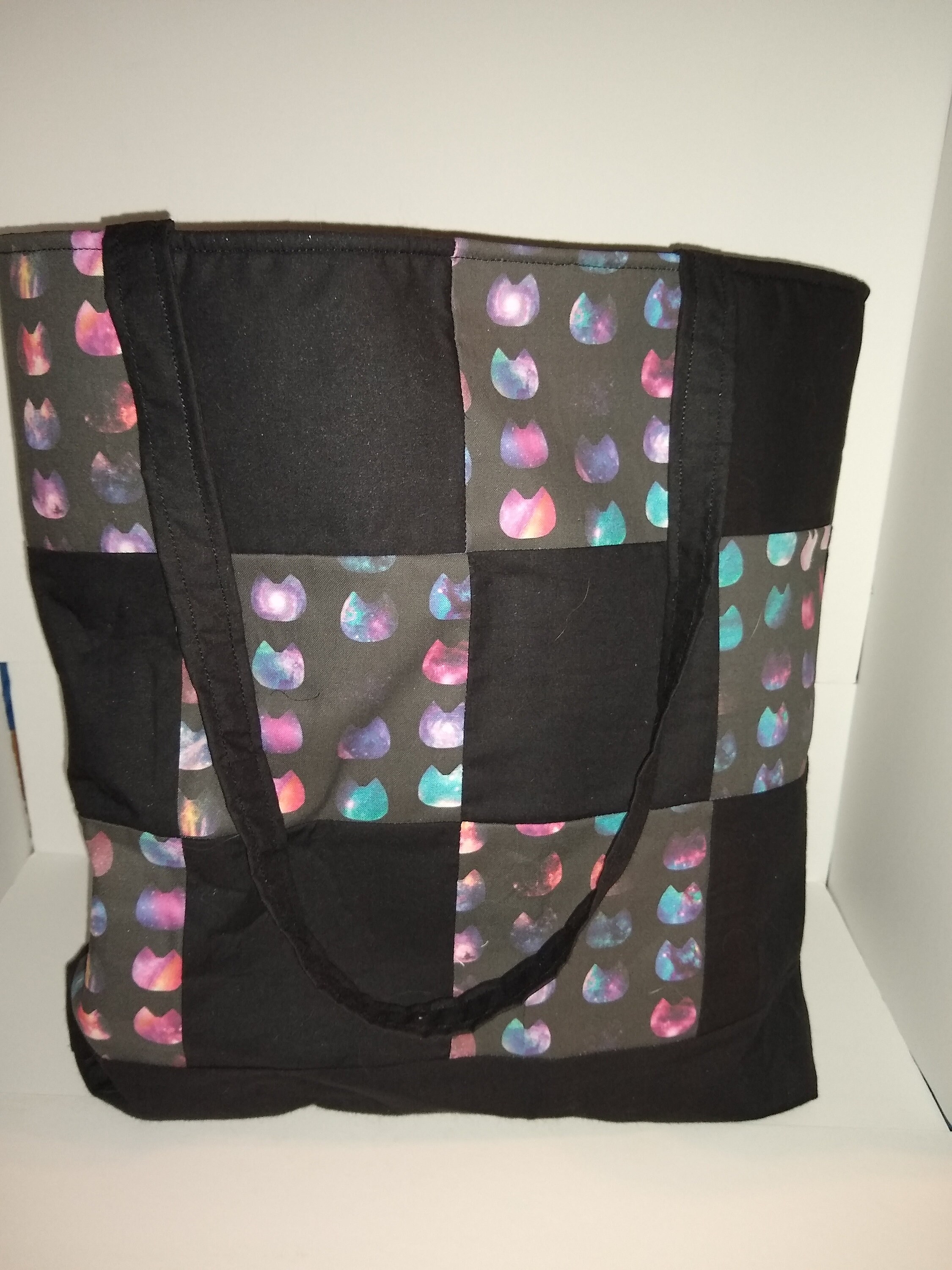 Galaxy cat head quilted tote bag - Thumbnail 7