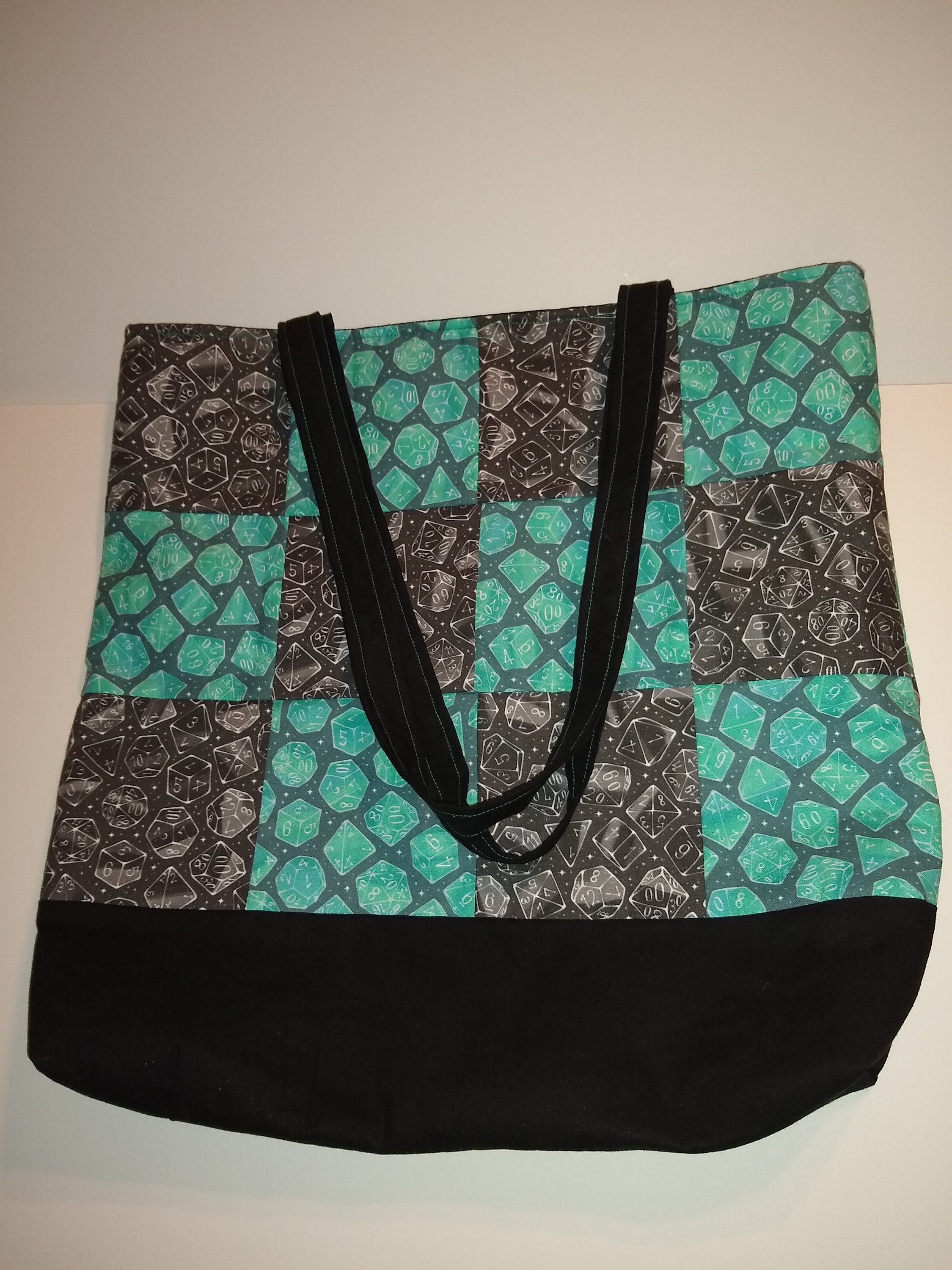 Quilted two toned dice tote bag - Thumbnail 5