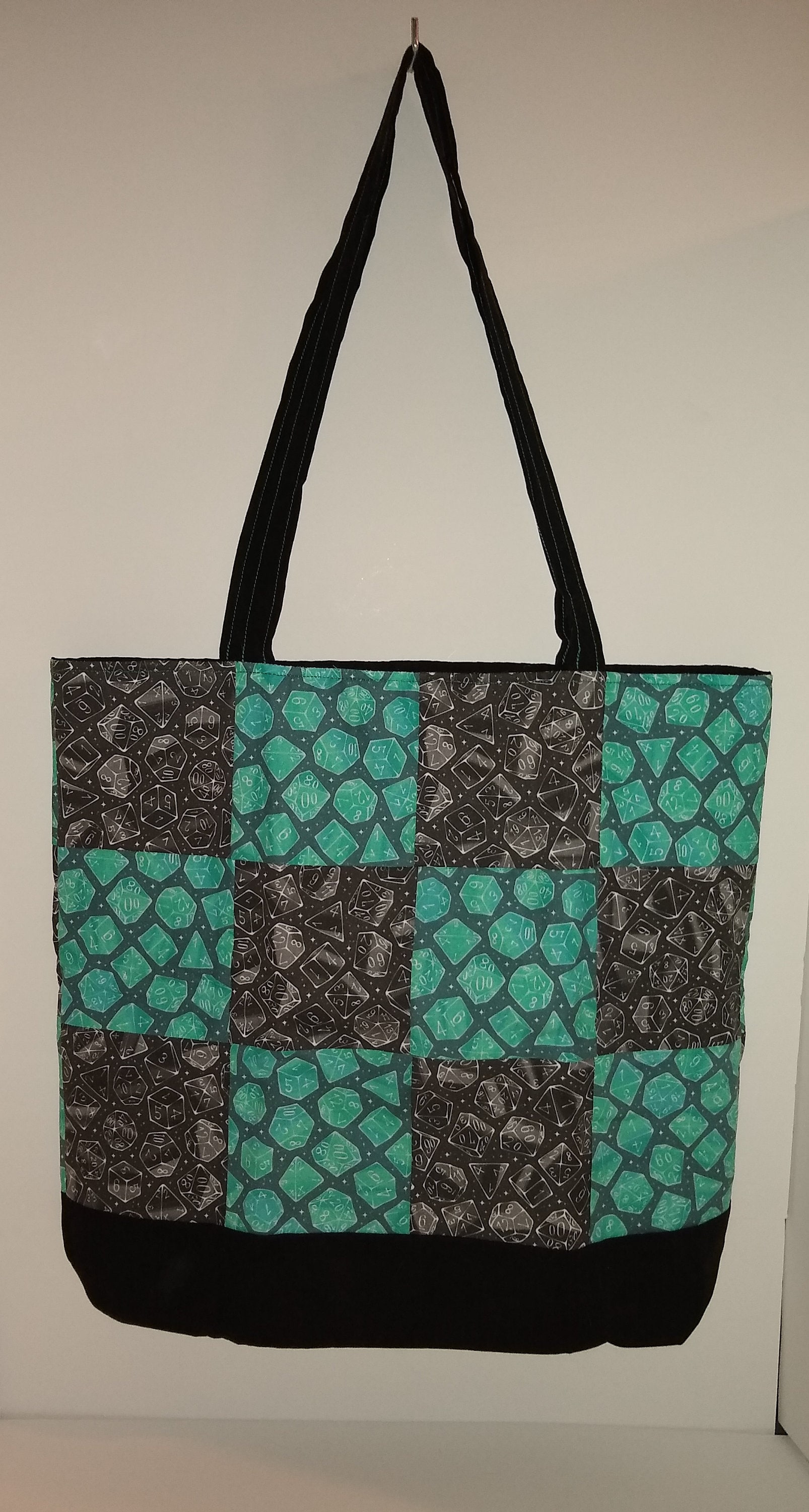 Quilted two toned dice tote bag - Thumbnail 2