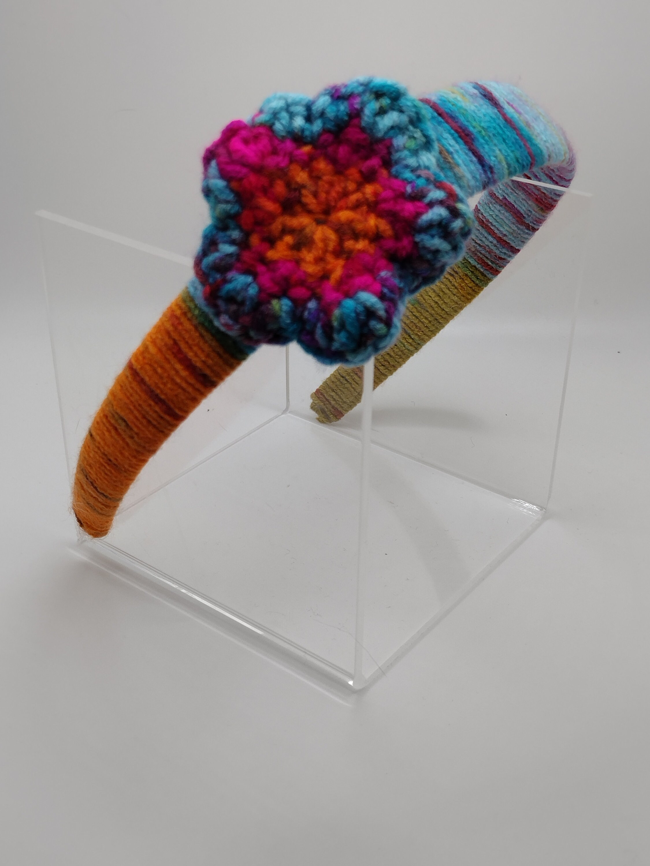 kaleidoscope off center crochet flower headband - Thumbnail 3