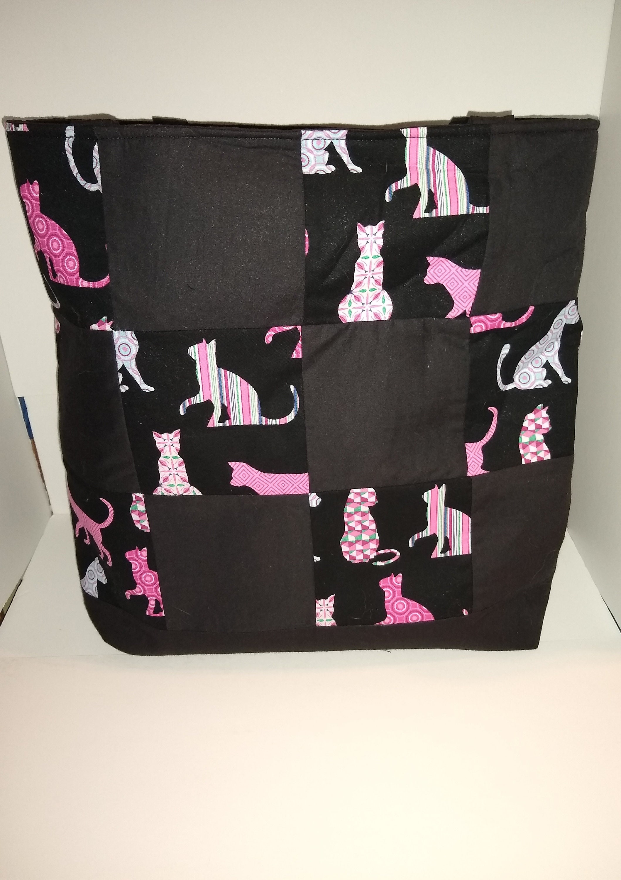 Pink cats quilted tote bag - Thumbnail 5