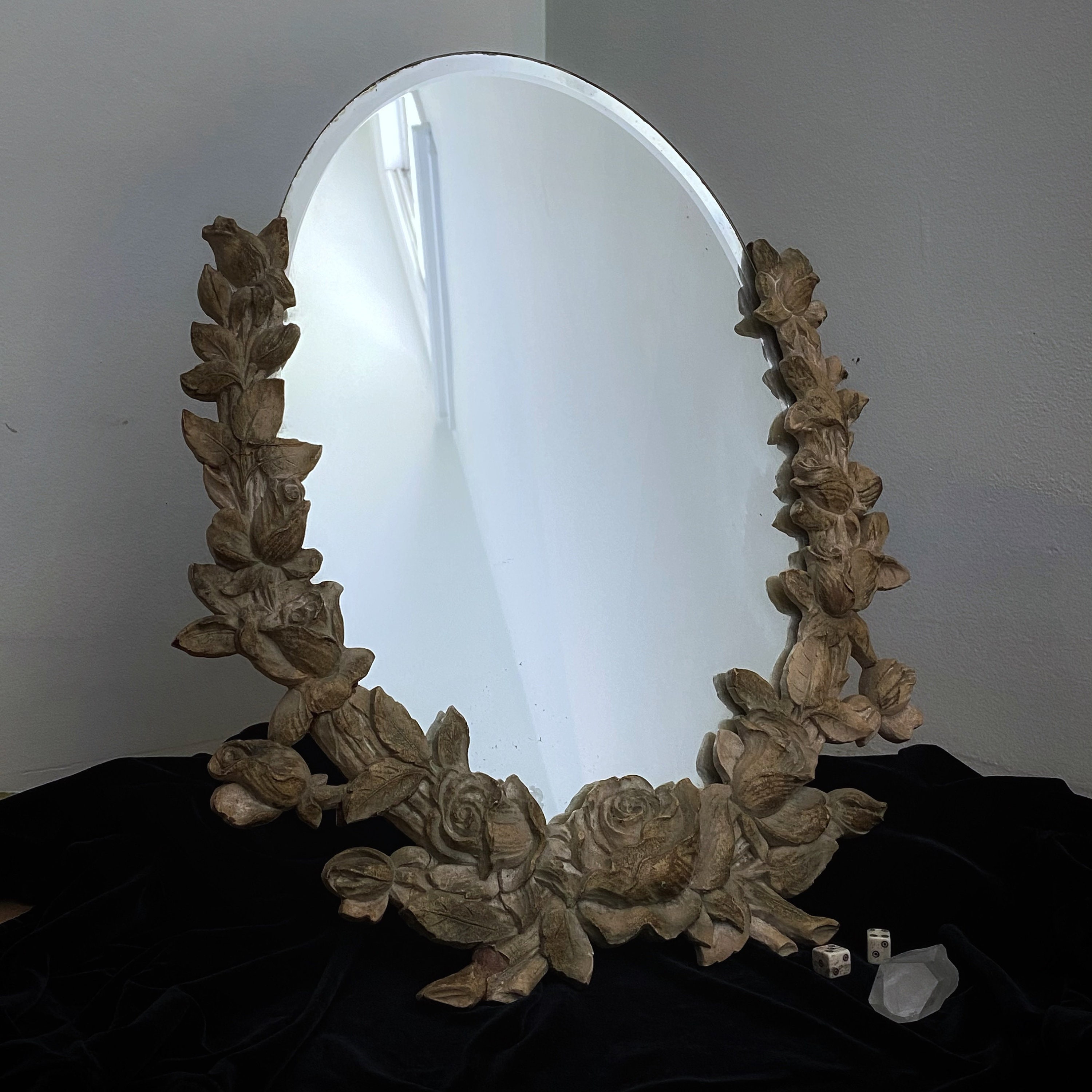 MOST ARDENTLY Antique Mirror Roses Frame Oval Table Mirror Etsy
