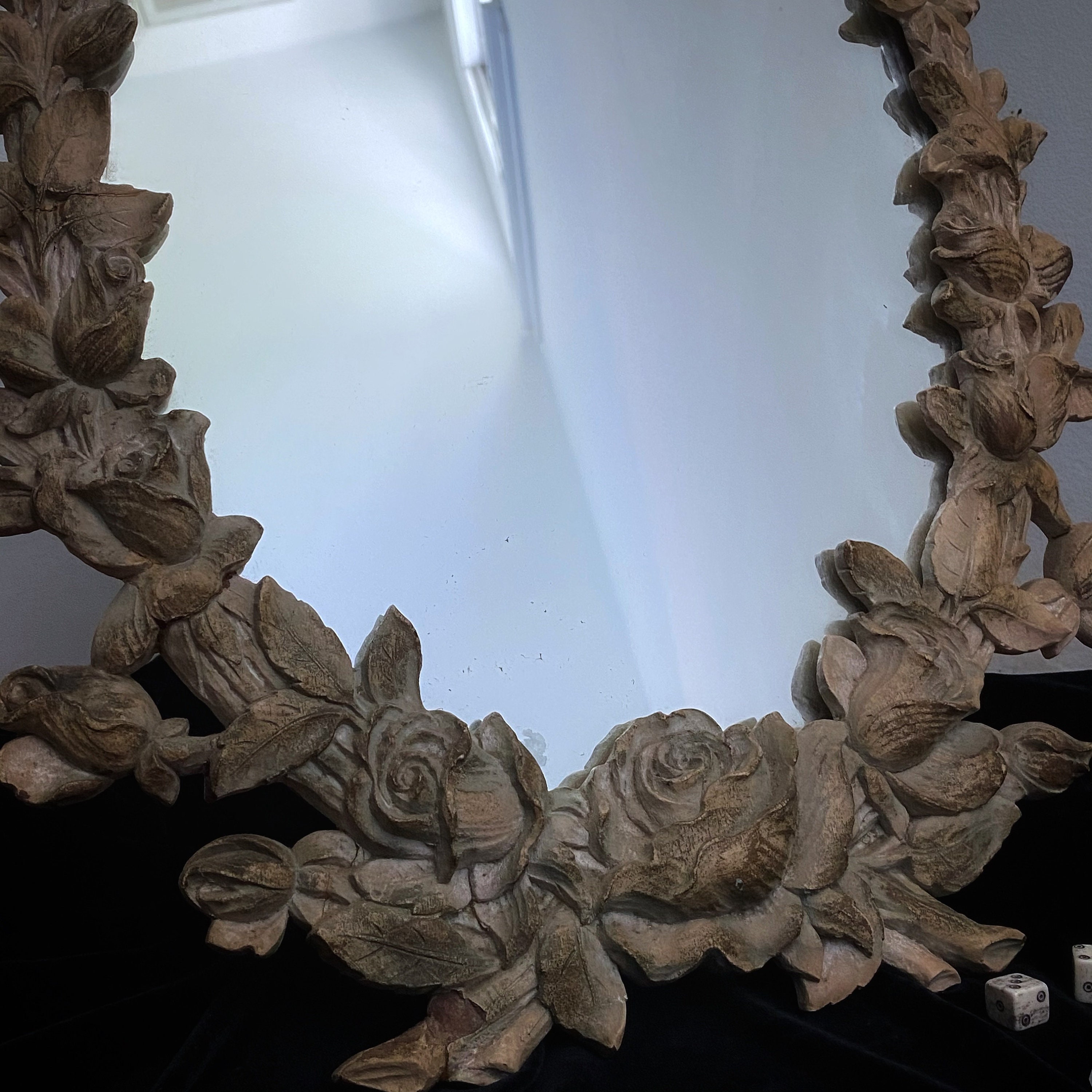 MOST ARDENTLY Antique Mirror Roses Frame Oval Table Mirror Etsy