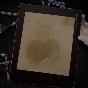 Antique Cabinet Card Photo of Mother and Baby + Victorian Photography