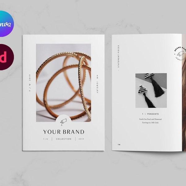 Jewelry Lookbook / Catalog Brochure Template for Canva and Indesign