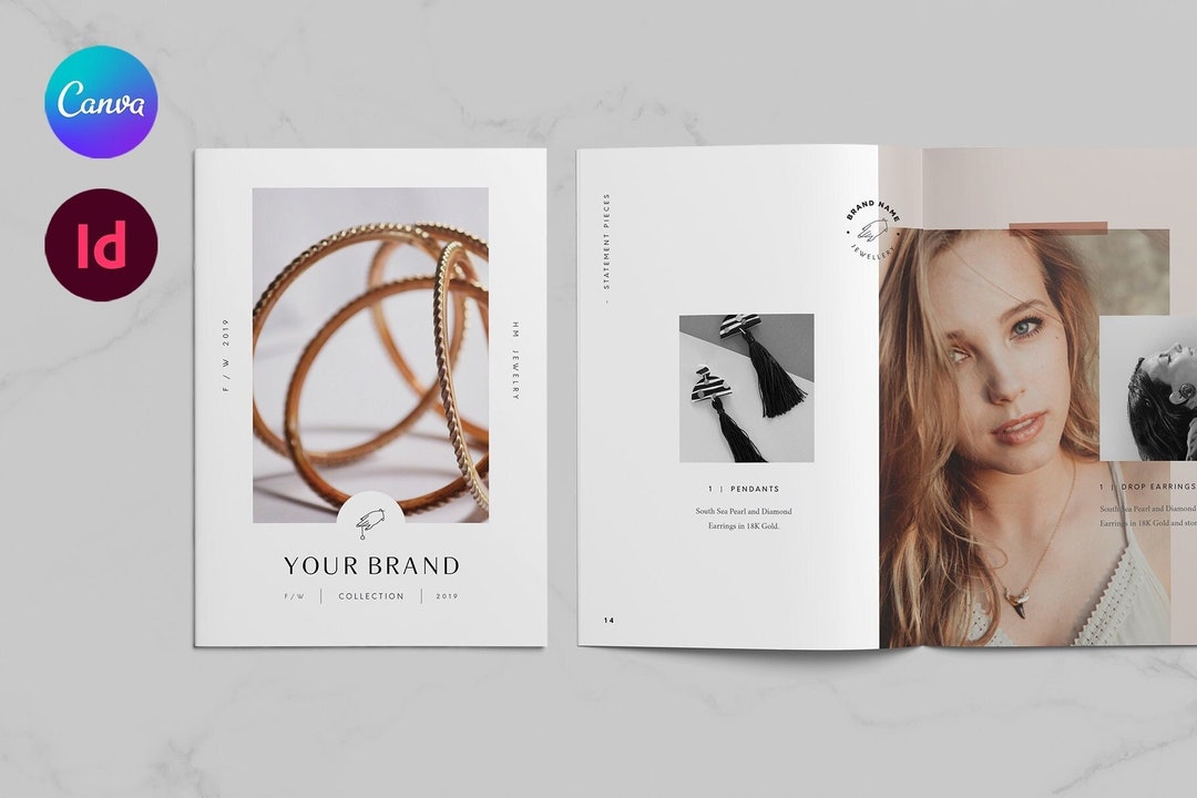 Jewelry Lookbook / Catalog Brochure Template for Canva and Indesign Etsy
