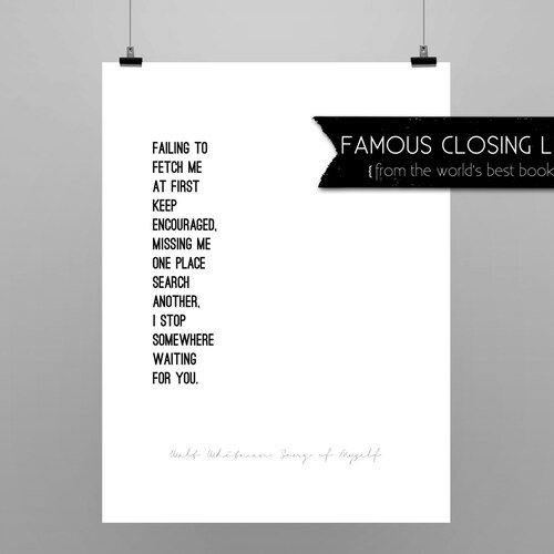 SONG OF MYSELF Walt Whitman Quote Poster Select A Etsy