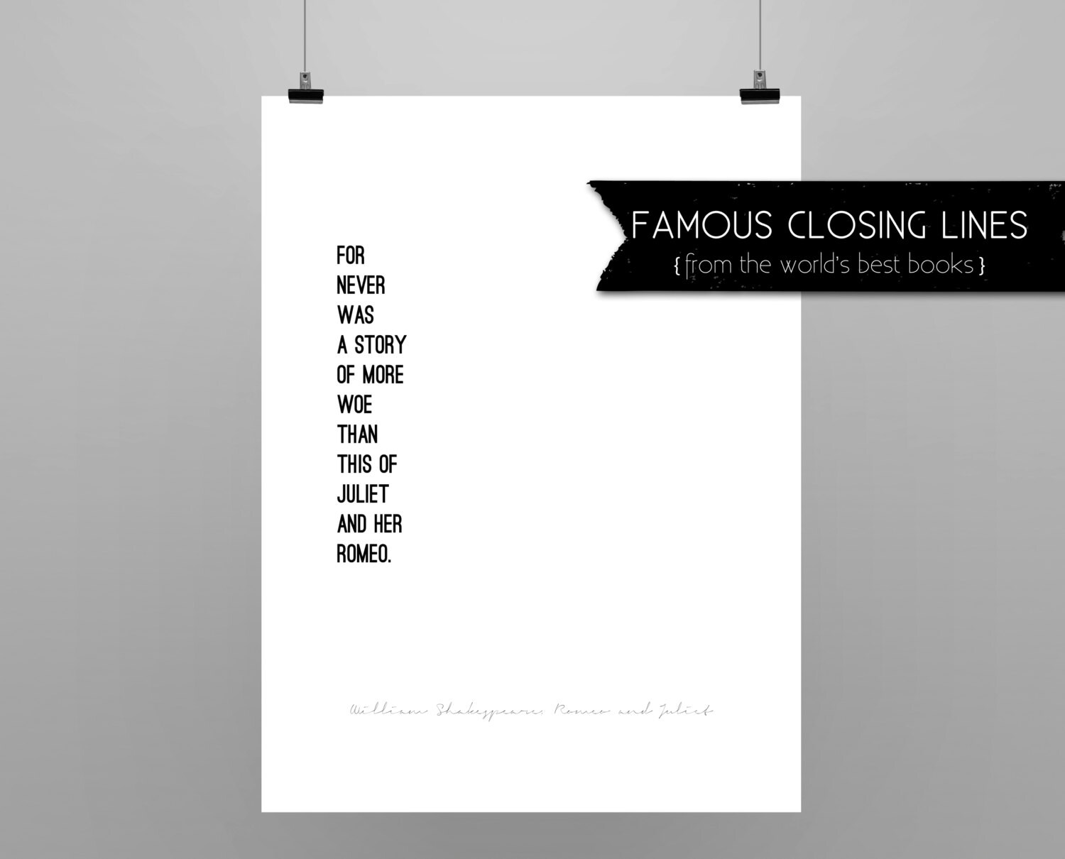 Last Line Of Romeo And Juliet Romeo And Juliet // William Shakespeare // Quote Poster // | Etsy Norway