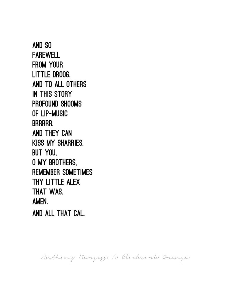 A CLOCKWORK ORANGE// Quote Poster // Select a Size // Black Etsy