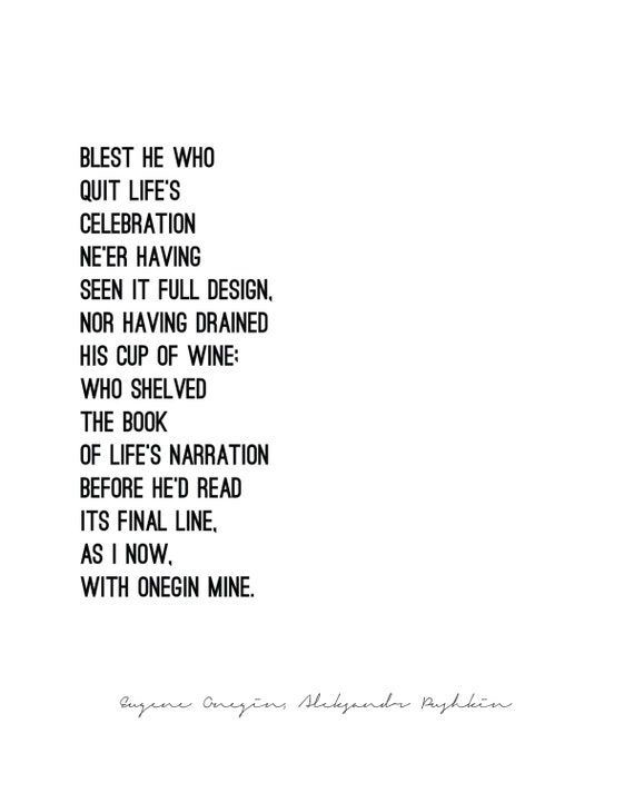 Eugene Onegin Aleksandr Pushkin Quote Poster Etsy