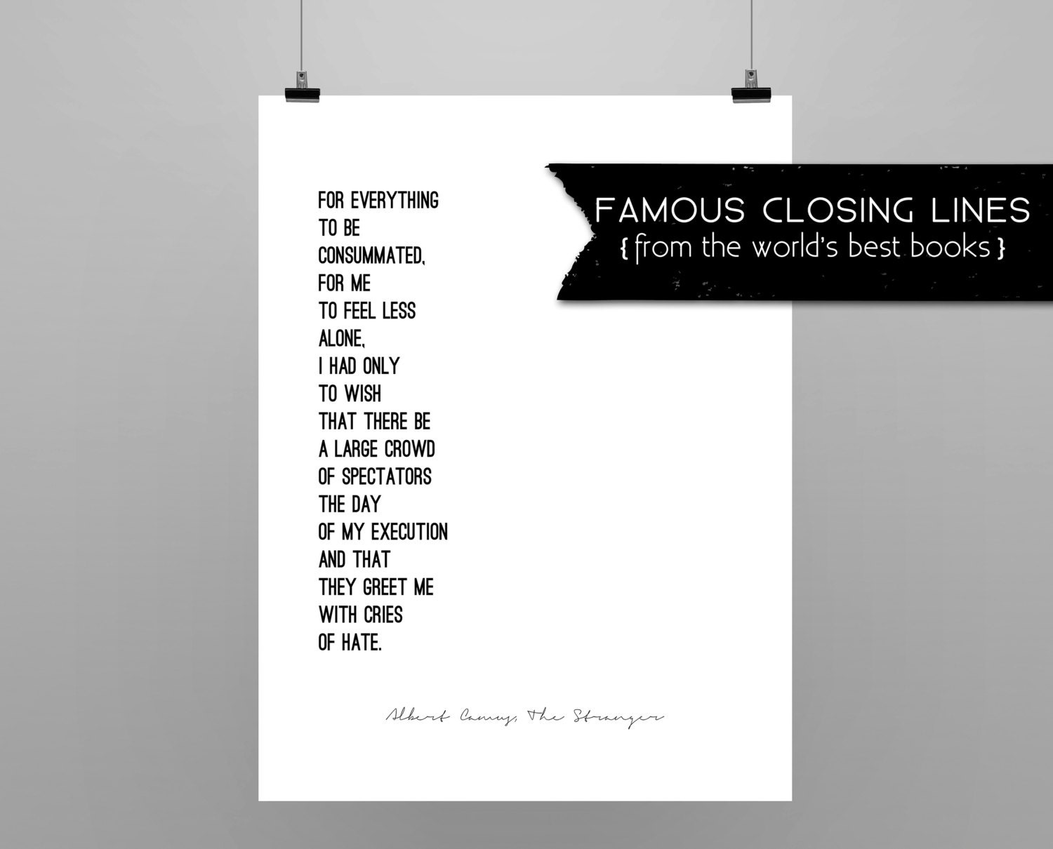 L Etranger Albert Camus Quote Affiche Etsy France