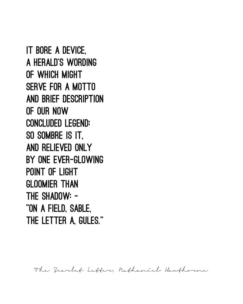 THE SCARLET LETTER // Nathaniel Hawthorne // quote poster // | Etsy