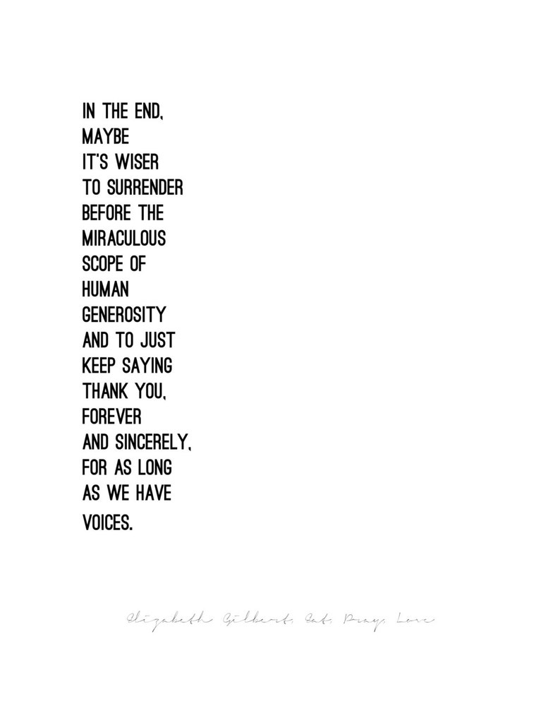 EAT PRAY LOVE// Elizabeth Gilbert// quote poster // Select