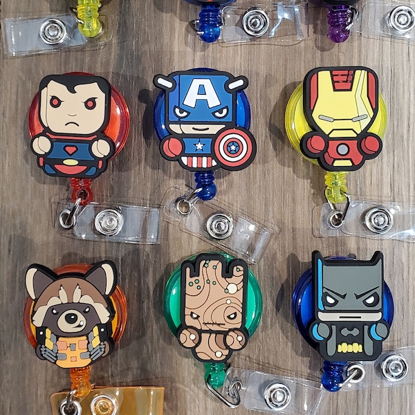 Superhéroes, Porta credencial, Porta credencial de enfermera, Carrete para credencial de enfermera, Porta credencial pediátrico, Porta credencial de maestro