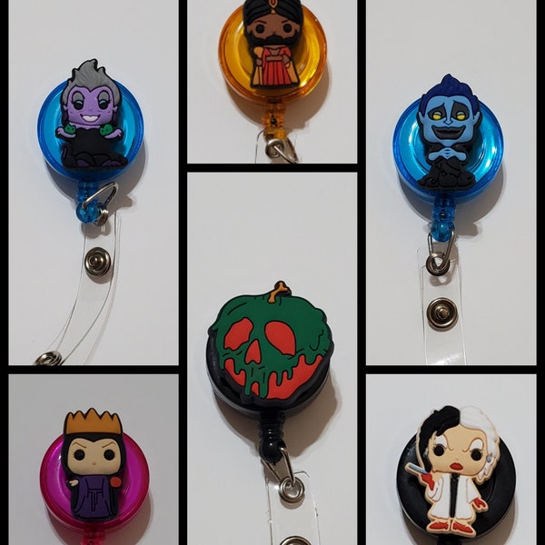 Villanos de orejas de ratón, Porta credencial, Porta credencial de enfermera, Carrete de credencial de enfermera, Porta credencial pediátrico, Porta credencial de maestro