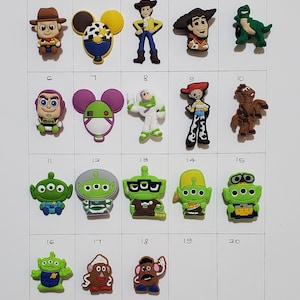 3 shoe charms, Story, toy, woody, buzz, Shoe Charms, Disney Inspired, Embellishment, Party Favor, Girl, Boy
