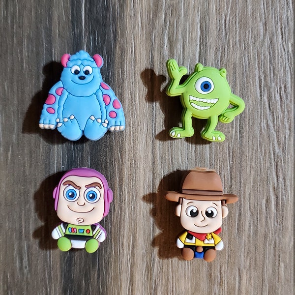 Story, toy, woody, buzz, monsters, mike, Shoe Charms, Disney Inspired, Embellishment, Party Favor, Girl, Boy