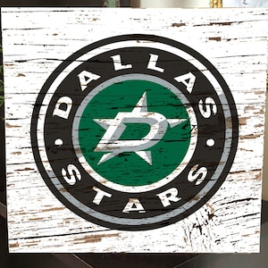 Handmade Wooden Sports Sign | 10"x10" Wall Art | Wooden Wall Art | Handmade Gift | Made in Canada | Dallas Hockey Team
