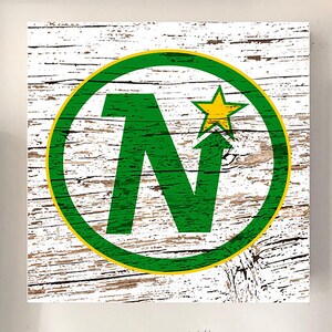 Rustic Hockey Club Wooden Sign | Minnesota Team Decor | Laser Print on Wood Panel | Gloss Finish | 10x10 Man Cave Wall Art