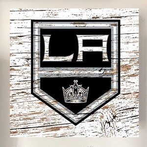 Rustic Hockey Club Wooden Sign | Los Angeles Team Decor | Laser Print on Wood Panel | Gloss Finish | 10x10 Man Cave Wall Art