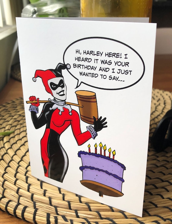 Classic Harley Quinn Birthday Card Funny Etsy Classic Harley Quinn Birthday Card Funny Etsy