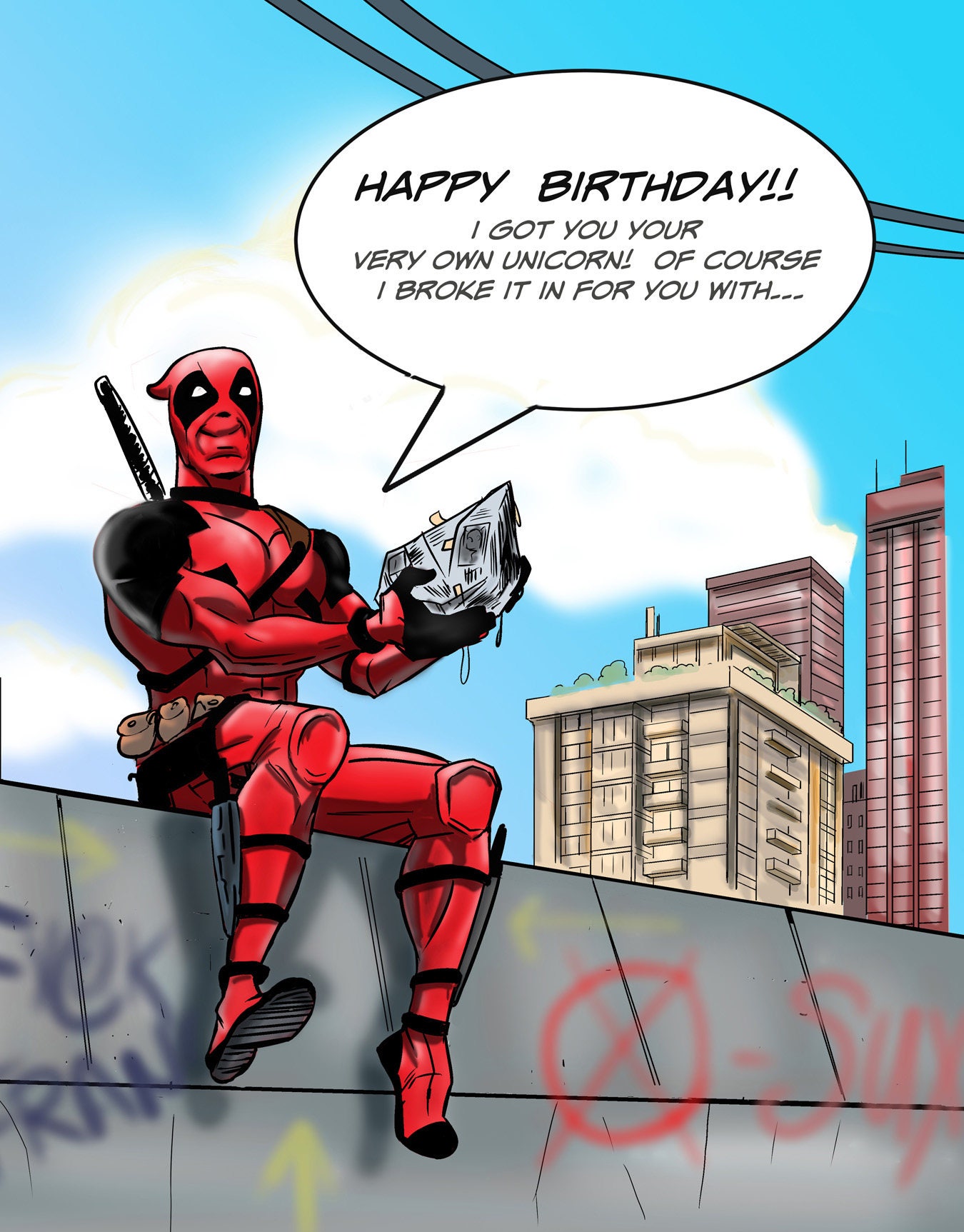 Free Printable Deadpool Birthday Card